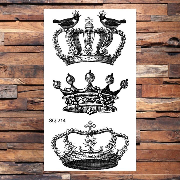 black-crown-temporary-tattoos-for-women-adults-realistic-bird-cross-sword-heart-fake-diamond-tattoo-sticker-body-hand-tatoos-3d