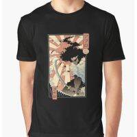 เสื้อยืดใหม่ 2023เสื้อยืด ลาย Afro Samurai Ukiyo-e Manga Otaku Warrior Art สีดํา สไตล์เรโทรL XL XXL 3XL  AS8E