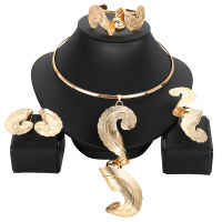 HOT Dubai Gold jewelry sets for women African bridal wedding gifts party Bracelet round Necklace earrings ring sets jewellery