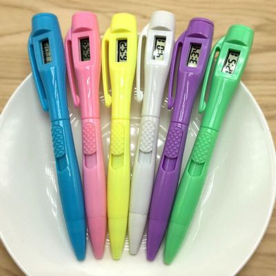 Electronic Watch Pen for Office Clock Test Ball Pen Kawai Creative Office School Supplies Blue Ballpoint Pens Pens