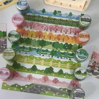 ✇✆❧ 5M Cute Sakura Forest Grass Wood Washi Tapes Decoration Landscaping Masking Tape DIY Hand Account Diary Album Kawaii Stationery