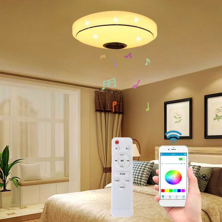 วัตต์220โวลต์ที่ทันสมัย-rgb-led-ไฟเพดานไฟบ้านระยะไกล-app-ควบคุมบลูทูธลำโพงเพลงไฟห้องนอนสมาร์ทโคมไฟเพดาน