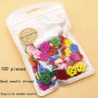 100pcs18mm a bag of wooden buttons, colored smiling faces, wooden buttons, hand sewn decorative buttons, backpacks, hats, sweate