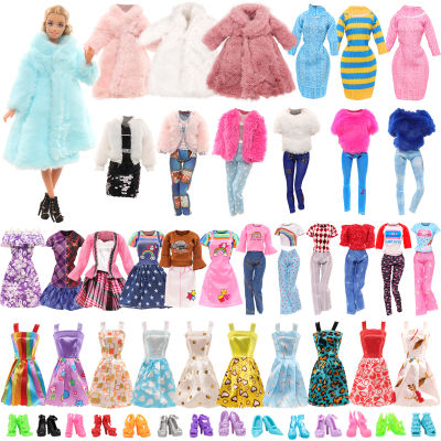 Barwa เสื้อผ้าตุ๊กตาสไตล์ใหม่25ชิ้นสำหรับ11.5นิ้ว = 2เสื้อ + 1เสื้อกันหนาว + 3กระโปรง + 3ชุดชั้นใน + 5แขวน + 10รองเท้าสำหรับสาวเกมของเล่น