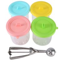 4Pack for NINJA Ice Cream Pint Cups NC299AMZ NC300S Series Ice Cream Maker Replacement Parts Storage Jars with Airtight Lids A