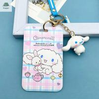 BAGGYS Kuromi การ์ดบัตรธนบัตรลายสก๊อตสำหรับผู้หญิงลายสก๊อตสองด้านเคสบัตรการ์ตูนสายห้อยซองใส่บัตร Sampul Kartu รถบัสพวงกุญแจ