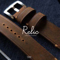 สายนาฬิกาหนัง handicraft  รุ่น Relic หนังเครซี่ฮอสสีน้ำตาล แนววินเทจ หนังมีเอกลักษณ์ 18มม 20มม 22มม 24มม. watch strap สินค้าจัดส่งเร็ว จากไทย