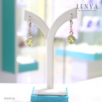 Lenya Jewelry  ต่างหูพลอยเพอริดอท (Peridot) คลาสสิคเหนือกาลเวลา ตัวเรือนเงินแท้ชุบทอง