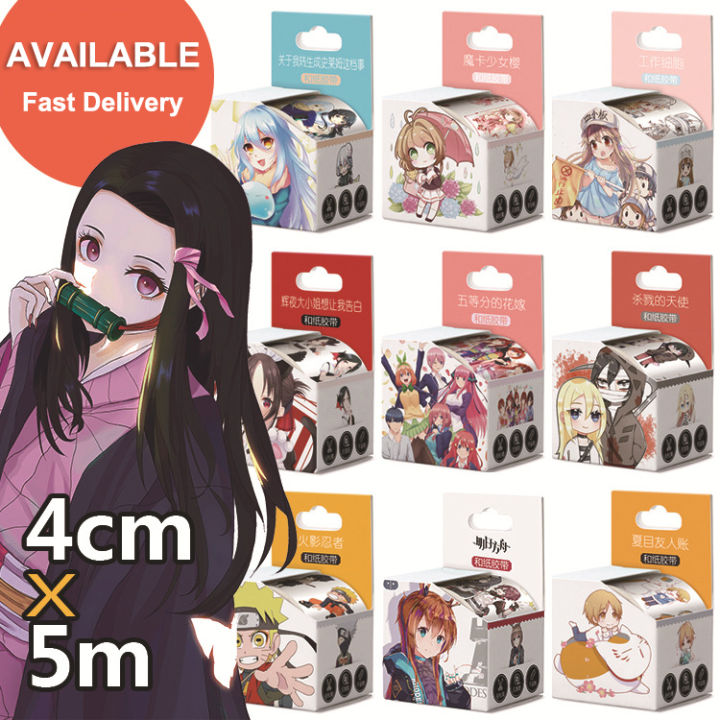 Cuộn Washi Tape băng dính rộng 5cm họa tiết Anime dễ thương