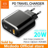 MCDODO ดิจิตอลจอแสดงผล QC3.0 เครื่องชาร์จ USB 18W PD 3.0 FAST CHARGE สำหรับ iPhone 11 Pro SCP AFC ที่ชาร์จแบตเตอรี่โทรศัพท์ประเภท C macBook แท็บเล็ต 6 QC + PD