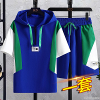 Oversize Plus Big กางเกงชิโน Size Sportswear Casual Hooded Student Teen Hipster Cropped Pants T Mens Suit แขนสั้นผ้าไหมน้ําแข็งฤดูร้อน Q3766