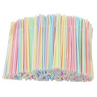 100/200/600 plastic straws 5mm bendable multi-color stripe can be placed disposable straws party multi-color rainbow straws