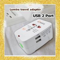 Lumira Universal Travel 2USB Adaptor ALL IN ONEหัวแปลงปลั๊กทั้วโลก สำหรับนักเดินทาง (WHITE) รุ่น LP-002U