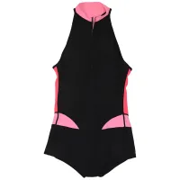 HISEA Women Rash Guard Spandex Light Sleeveless Elastic Swimsuit calico zipper Rash Guard Surf Shirt Short Pants Swimming Clothes black