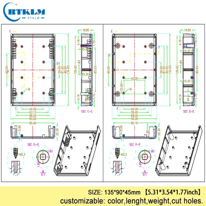 hot-2023-กล่องพักสายไฟขนาดเล็กกล่องตั้งโต๊ะสำหรับโครงการอิเล็กทรอนิกส์-diy-พลาสติก-enclosure-กล่องบรรจุพลาสติกสีดำกล่องที่กำหนดเอง135-90-45มม