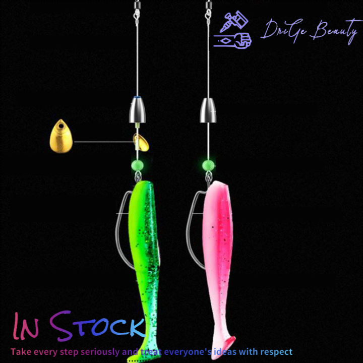 คลังสินค้าพร้อม-5pcs-fish-line-binded-hooks-set-handmade-long-throwing-fishhooks-luminous-bait-fishing-tackle-kit