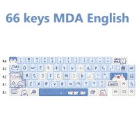 สีน้ำเงิน Meow Meow Keycaps ที่ระเหิดความร้อน PBT ห้าด้านโปรไฟล์ MDA สำหรับสวิตช์ MX พอดีกับ61/64/68/87/96/104/108แป้นพิมพ์ MDA Keycaps