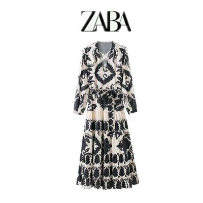 2023 ZaraRua Cos เสื้อผ้าแฟชั่นผู้หญิงใหม่ฤดูใบไม้ผลิชุดมินิเดรสพิมพ์ลายย้อนยุคอ่อนโยน2638127 064