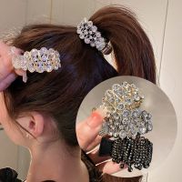 Gold Silver Black Metal Rhinestone Hair Clip Hairpins High Ponytail Holder Hair Claws Back of Head OL Hair Jewelry Accessories