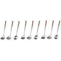 3X Wok Spatula and Ladle,Skimmer Ladle Tool Set, 17Inches Spatula for Wok, 304 Stainless Steel Wok Spatula