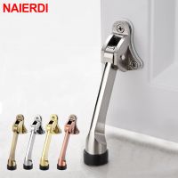 NAIERDI Kickdown Door Stopper Zinc Alloy Foot-Operated Lever Door Stops Non-Slip Rubber Adjustable Door Holder Hardware