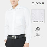 OLYMP LUXOR Shirt เสื้อเชิ้ตชาย  สีขาว ผ้าเท็กเจอร์ ทรงหลวม ใส่สบาย รีดง่าย