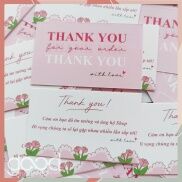SET 100 Card Thẻ Cảm ơn hồng nhạt nhẹ nhàng thanh lịch