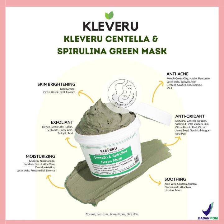 kleveru centella and spirulina green mask