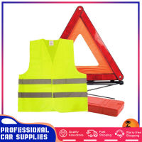 Car Emergency Warning Triangle With Reflective Jacket Breakdown Warn Safety Auto Folding Stop Sign Road Reflector Car Accessorie