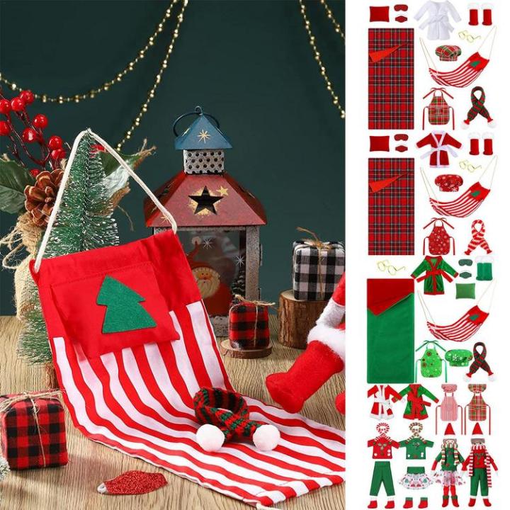 christmas-elf-doll-accessories-set-sleeping-bag-christmas-accessory-for-elf-doll-christmas-accessory-including-elf-hammock-bathrobe-apron-hat-scarf-glasses-etc-for-elf-doll-exceptional