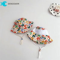 DENOSWIM 6M-8Y Topi Bucket เด็กหญิงเด็กชายเด็กเกาหลี,หมวกบังแดดเด็กปรับได้พร้อมเชือกฤดูร้อนฤดูใบไม้ผลิหมวกชาวประมงป้องกันรังสียูวี