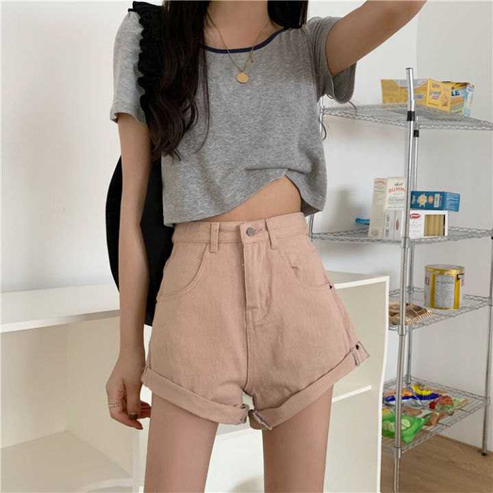 พร้อมส่ง-ล้างสต๊อก-ล้างสต๊อก-short-jeans-338-กางเกงยีนส์ขาสั้นผู้หญิง-เอวสูง-กระดุมหน้า-กางเกงยีนส์แฟชั่น-9-สี-สไตล์เกาหลี-กางเกงยีนส์-ผญ2021