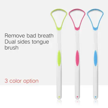 10Pcs Tongue Brush Long Handle Silicone Tongue Scraper Tongue Cleaner Helps  Fight Bad Breath for Tongue Mouth(Pink)