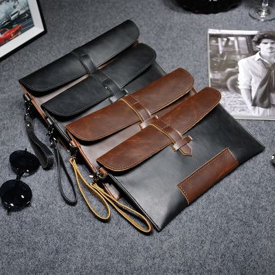 （Layor wallet）กระเป๋าสตางค์แฟชั่นผู้ชายหนัง39; S กระเป๋าคลัตช์ที่ใส่บัตรกระเป๋าเงินยาวมีซิปกระเป๋าแบบซองเรียบง่ายความจุขนาดใหญ่วินเทจกระเป๋าถือสำหรับบุรุษ