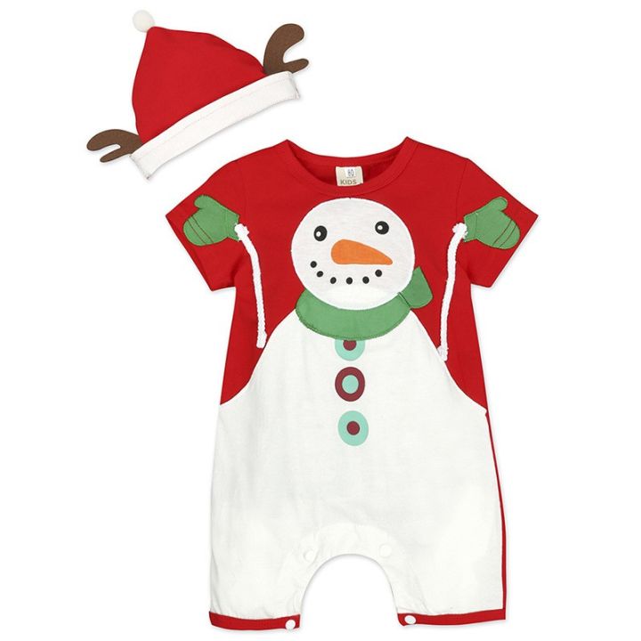 orangemom-christmas-short-sleeve-baby-rompers-cartoon-snowman-cute-newborn-clothing-cotton-red-kids-fashion-jumpsuit-with-hat
