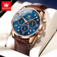 OLEVS 2888 Quartz Sport Men Wristwatches Waterproof Genuine Leather Band Watch For Men Luminous Chronograph Calendar