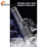 SunnyLady Xhp70ไฟฉาย Led 1200-1500ลูเมนจอแสดงผลแบบดิจิตอลไฟฉายแสงเข้มซูมด้วยไฟแสดงสถานะ