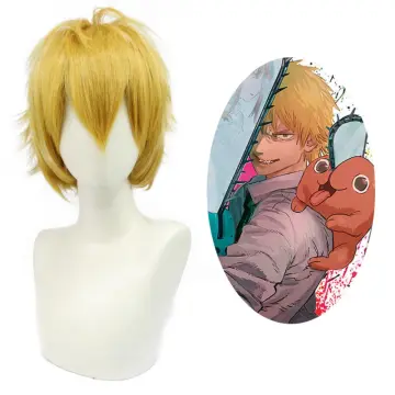 Chainsaw Man Denji Cosplay Costume Wig Mens Anime Halloween Golden Short  Hair