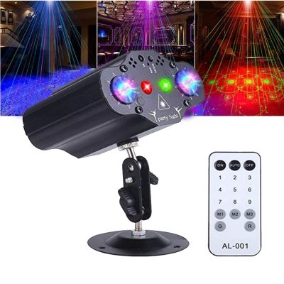 Outdoor Stage Disco Party Light DJ Laser Projector Lamp Red Green Blue Strobe Lights With Remote For Party Decor Sound Activated