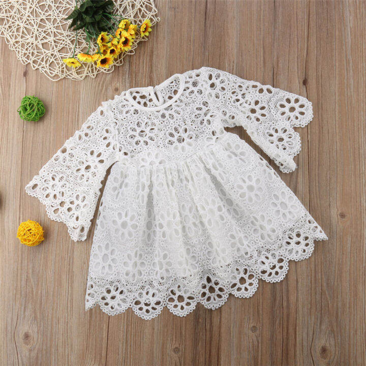 mother-daughter-lace-women-dress-baby-girl-mini-dress-party-clothes-round-neck-34-sleeves-with-ruffles-family-matching-clothes