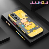 Jjlingji เคสสำหรับ Realme GT Neo 2 GT2 GT 2 Q5 Pro 5G GT Neo 3T เคสการ์ตูนชีสหมีบางๆมีน้ำค้างแข็งโปร่งใสแข็งขอบสี่เหลี่ยมกันกระแทกรูปแบบปลอกซิลิโคนคลุมทั้งหมดป้องกันเคสนิ่ม