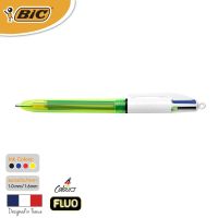 BIC บิ๊ก ปากกา 4 Colours FLUO ปากกาลูกลื่น(1.0mm.)+ไฮไลท์สีเหลือง(1.6mm.) จำนวน 1 ด้าม