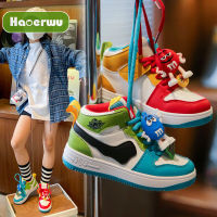 HAOERWU รองเท้าผ้าใบเด็ก High Top Girls รองเท้าแฟชั่นใหม่ลื่น Breathable Boys Shoes