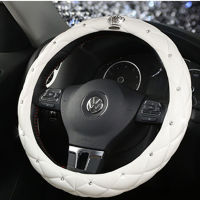 Leather Universal Car Steering-wheel Cover 38CM Diamond Blingbling Auto Steering Car Wheel Cover Woman Car-styling Accessories