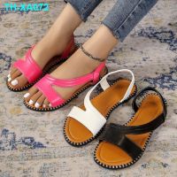 Roman style large size fish mouth one-shaped flat sandals women 2023 new open toe European and