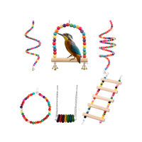 Rainbow Perches ของเล่น Bird Swing ของเล่น Rainbow Birds ชิงช้าบันไดยืนเสานกกรงอุปกรณ์เสริม