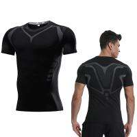 Short Sleeve Tee Compression Shirts Breathable Wicking Sports Top Mens T-Shirt Summer Bodybuilding Sport Outfit For Man Running