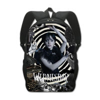 Mochila วันพุธ Addams พิมพ์กระเป๋าเป้สะพายหลังกระเป๋านักเรียนนักศึกษาเป้กลางแจ้งกระเป๋าเด็กแฟชั่นกระเป๋าสะพายกระเป๋าเดินทาง