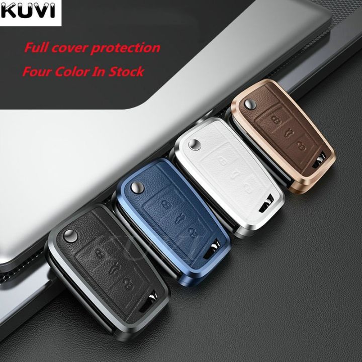 metal-leather-car-key-case-cover-shell-fob-for-vw-volkswagen-golf-7-mk7-tiguan-mk2-skoda-octavia-kodiaq-karoq-seat-ateca-leon