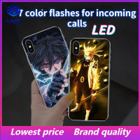 ในสต็อกไฟฉาย LED ควบคุมเสียงปรับแต่งเคสโทรศัพท์สำหรับ Iphone Case 12 13 14Promax 11Promax 7 8Plus สำหรับ Apple Case XR XS Max อะนิเมะ Sasuke Eyes Double Eyes Naruto